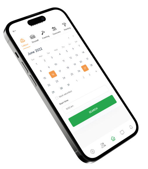 UBILD Mobile Booking screen